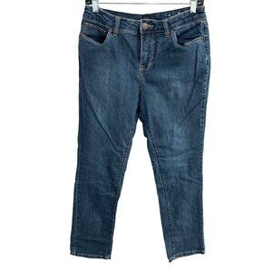 N62 Womens Petite Denim Blue Straight Leg Jeans Size 8 Cotton Blend Classic Fit